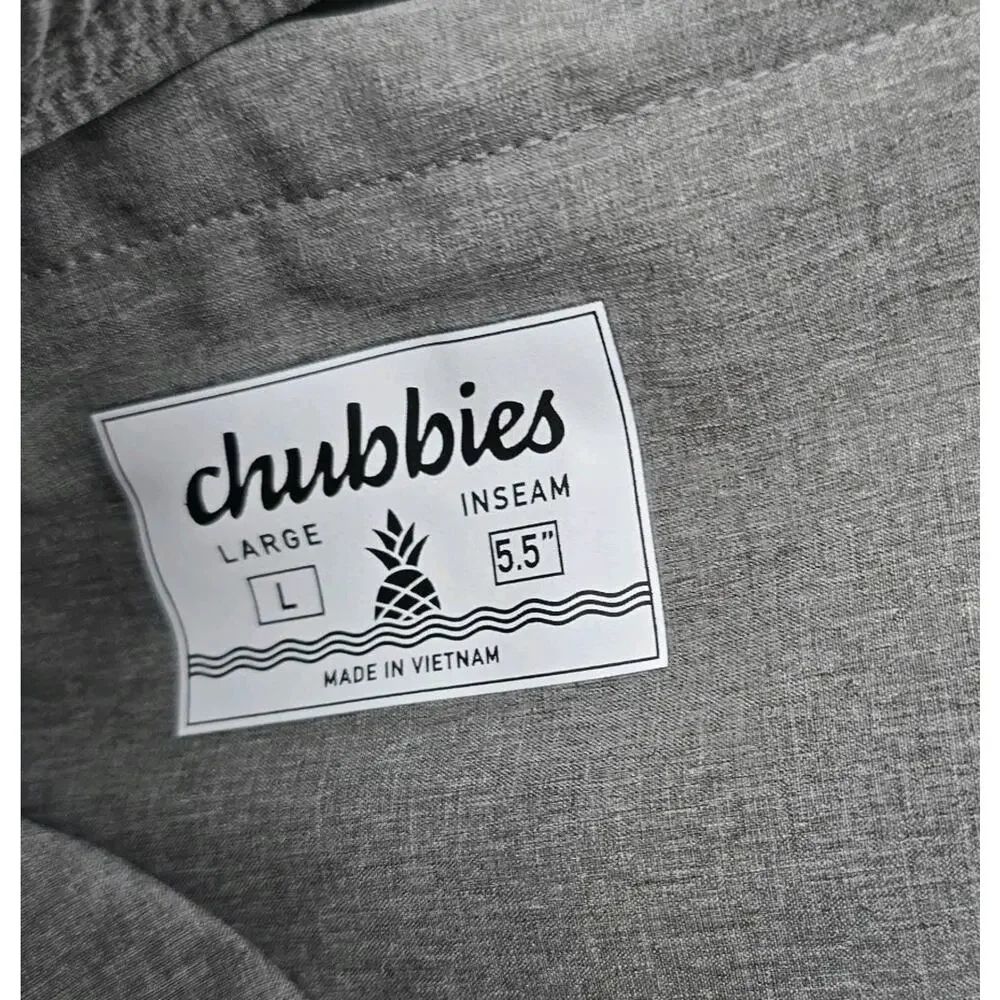 Chubbies Shorts Mens Large 5.5 Inch Gray Gym Swim Unlined Hybrid Amphibious